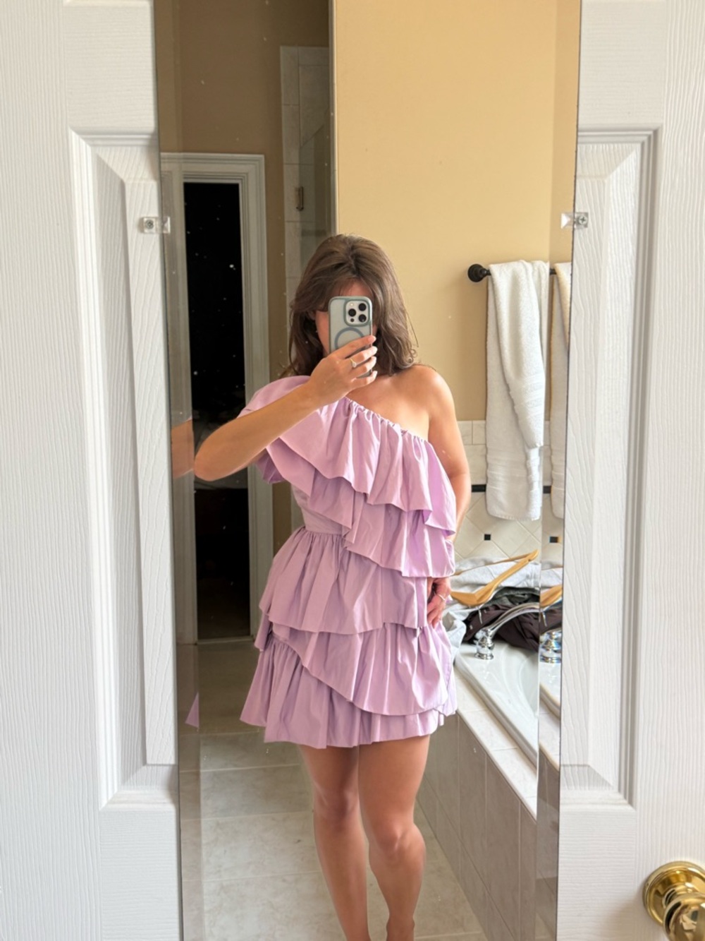Endless Rose Lilac One-Shoulder Ruffle Mini Dress - Picture 1 of 4